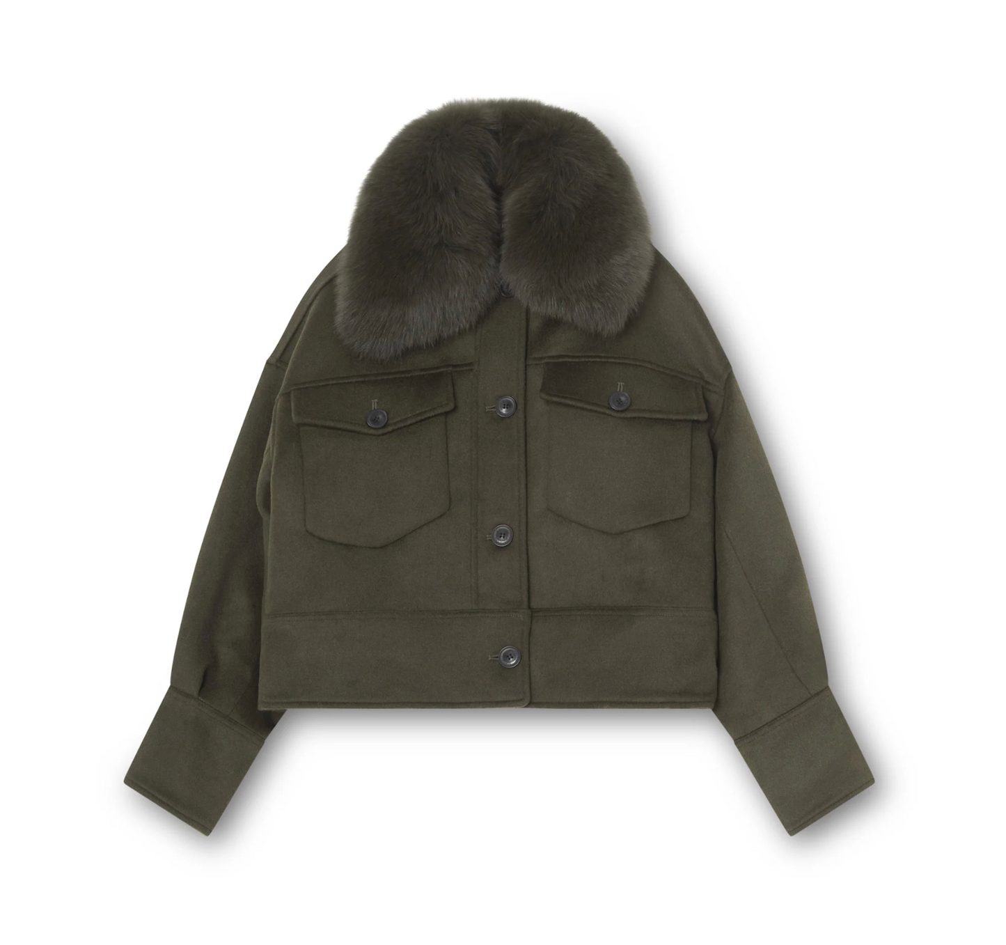Grön jacka med päls